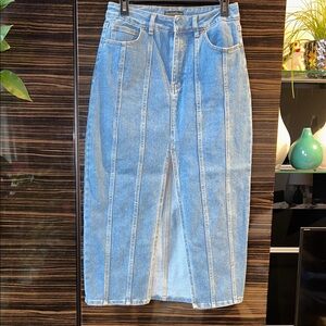 House of Harlow 1960 Long Denim Skirt with front slit (NWOT)